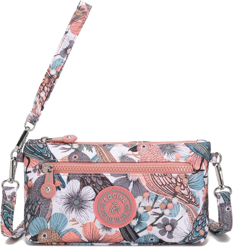 AOCINA Small Wristlet Wallet for Women RFID Blocking Crossbody Purse Gifts for Valentines Day Nylon Cell Phone Purses - Image 1